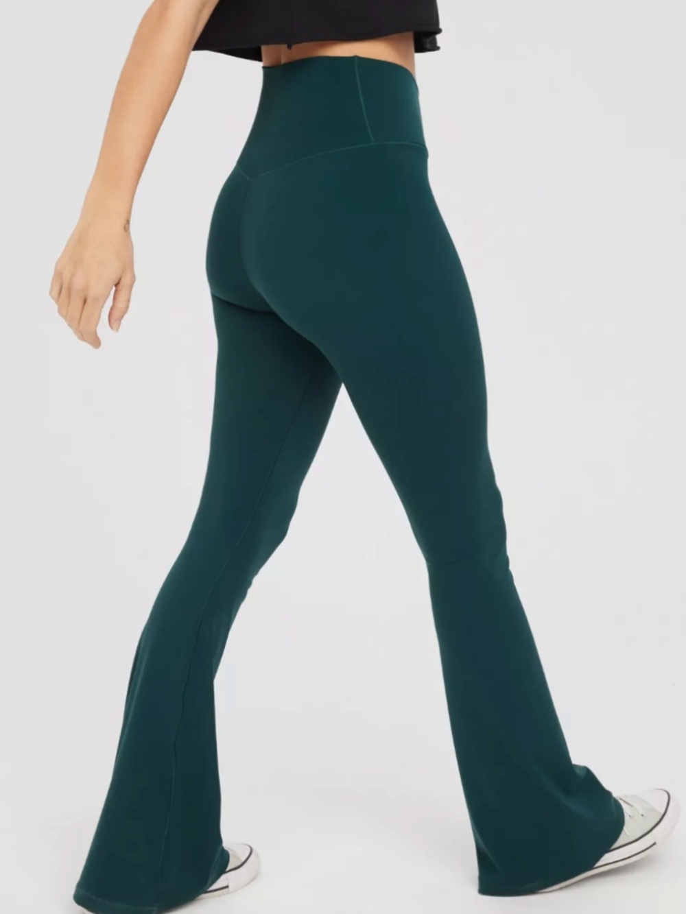 OFFLINE By Aerie Real Me High Waisted Crossover Flare Legging Green Size Small